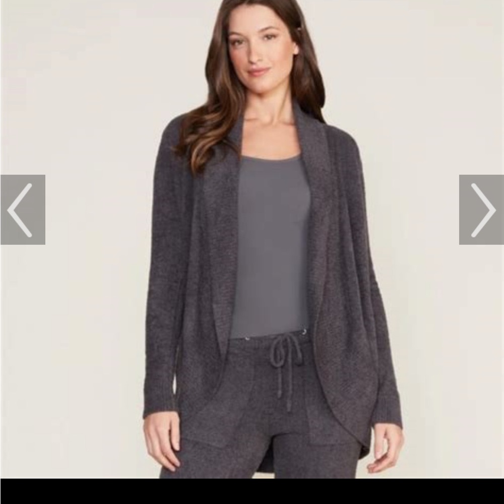 Barefoot dreams cozychic lite Women's Charcoal Gray Open Front Cardigan